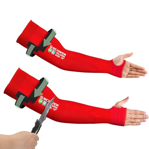 Schwer 18in AIR-SKIN A6 Cut Resistant Arm Sleeves for Gardening, S906 - color: Red, size: 18 In-1 Pair