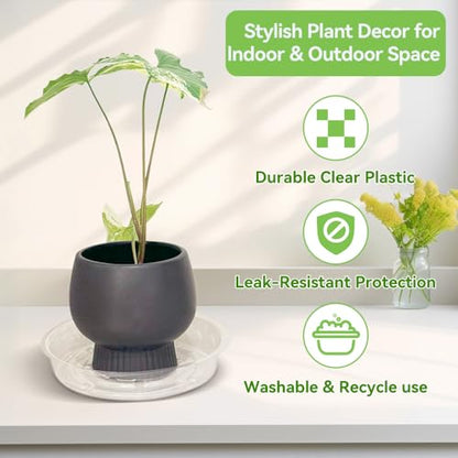 100 Pcs 6 Inch Clear Plant Saucers Bulk, Plastic Plant Saucer - size: 6inch（100 Pack）