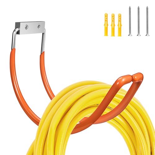 Garden Hose Holder Water Hose Hanger Wall Mounted,304Stainless Steel Solid Hose Hook Holds Up to 150Ft Garden Hose, Expandable Hose, Garden Hose Carts,Water Hose - Orange - color: Orange-2