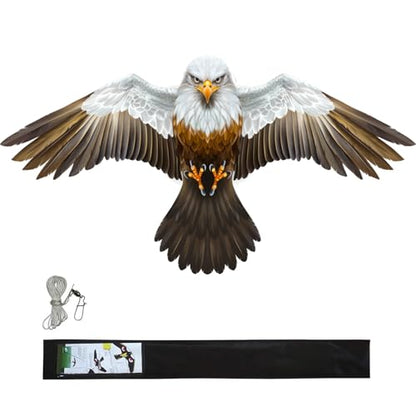 eyijklzo Bird Scarer Hawk Flying Kite Without 13ft Pole-Only White Kite - style: White-Only kite
