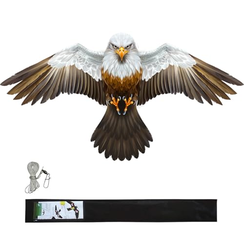eyijklzo Bird Scarer Hawk Flying Kite Without 13ft Pole-Only White Kite - style: White-Only kite