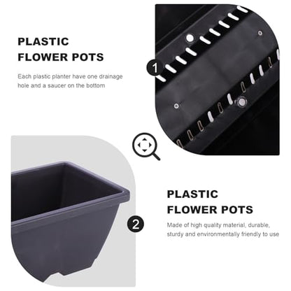 ERINGOGO Rectangular Garden Planter 19.68 Inch Plastic Plant Pot with Drainage Hole and Saucer for Indoor Outdoor Use Balcony Patio Herb Vegetable Container
