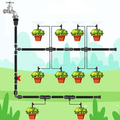 1/2 Inch To 1/4 Inch Drip Irrigation Fittings, 8 Pack Push-to-Fit 1/2" (1/2" ID x 0.65" OD) to 1/4" Drip Line Reducing Tee 1/2" x 1/4" 6 Way Splitter Connectors for Garden Irrigation System - size: 1/2" to 1/4" Drip Fittings