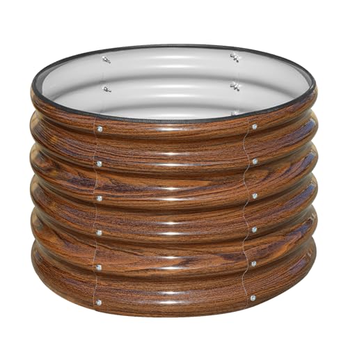 SnugNiture 2×2×1.5 FT Round Raised Garden Bed Outdoor,Brown - color: Brown, size: 2×2×1.5ft(1 Pack)