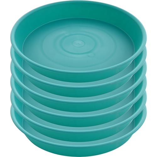6 Pack Plastic Plant Saucer Water Drip Tray, 4 5 6 7 8 9 10 11 12 13 15 17 19 inch, Heavy Sturdy Plant Drainage Tray for Indoors Outdoor, Flower Saucers for Pots Base (4", Teal) - color: Teal, size: 4"
