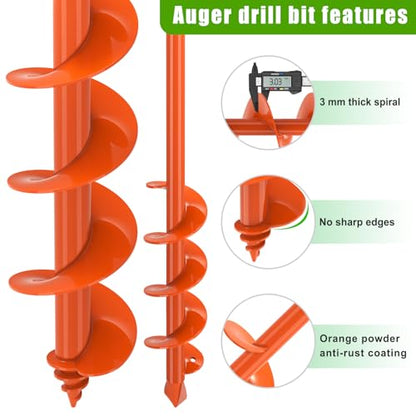 Insaga Garden Auger Drill Bit for Planting, Drill Augers for Digging Holes, Auger Post Hole Digger fits 3/8'' Hex Drive Drill, Perfect for Planting Bulbs and Potted Plants (1.6''x16''+3.5''x16'') - size: 1.6''x16''+3.5''x16''