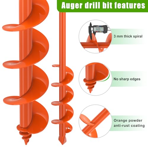 Insaga Garden Auger Drill Bit for Planting, Drill Augers for Digging Holes, Auger Post Hole Digger fits 3/8'' Hex Drive Drill, Perfect for Planting Bulbs and Potted Plants (1.6''x16''+3.5''x16'') - size: 1.6''x16''+3.5''x16''