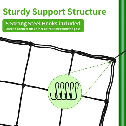 iPower 3x3FT Elastic Trellis Netting, Heavy-Duty Plant Net with Hooks, Flexible Hydroponics Support for Indoor Plants, Gardening, Vegetables, Black