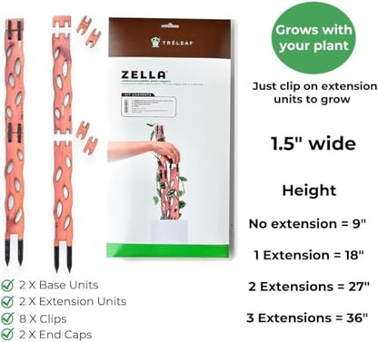 Treleaf Zella Regular Starter Kit – Wooden Extendable Plant Trellis for Indoor Climbing Houseplants – Modular Plant Support with 2 Bases + 2 Extensions - Moss Pole Alternative - size: Regular Kit
