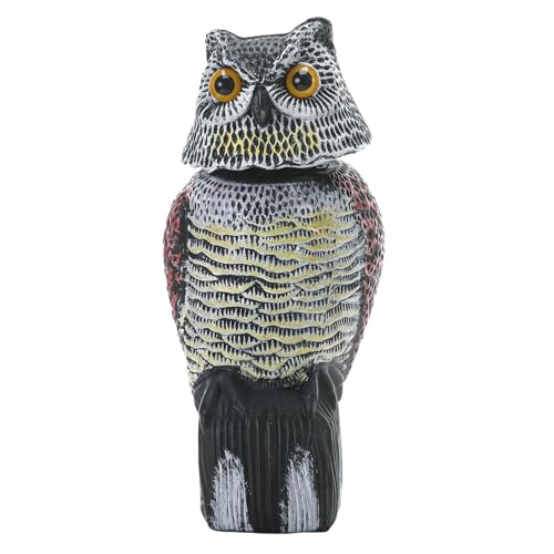 16" Fake Owl Garden Statue with Rotating Head – Realistic Hand-Painted Owl Figurine, Weatherproof Outdoor Sculpture for Yard, Fence Post, Porch, Patio & Deck Decor