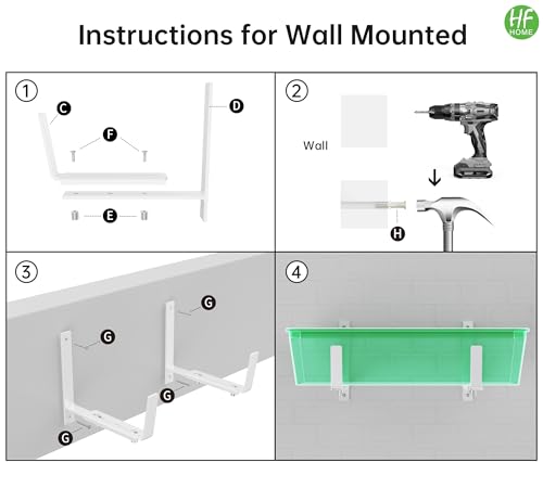 HFHOME Set of 2 Adjustable Window Planter Box Brackets, White Brackets for Window Boxes Planters, Planter Shelving with Adjustable Size The Width of The Bottom of The Planter Box (Patent Registered) - size: Set of 2 - White