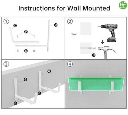 HFHOME Set of 2 Adjustable Window Planter Box Brackets, White Brackets for Window Boxes Planters, Planter Shelving with Adjustable Size The Width of The Bottom of The Planter Box (Patent Registered) - size: Set of 2 - White