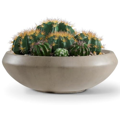 23.3" Dia x 7.9" H Extra Large Bowl Planter, Weathered Concrete Flowerpot - color: Natural, size: Large