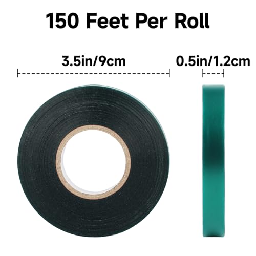 KINGLAKE GARDEN Stretch Tie Tape Roll 4 Rolls Total 600 Feet 1/2" Green - size: 600 Feet