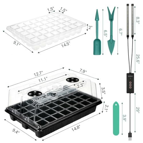 GROZY Seed Starter Tray with Grow Light 40-Cell Seedling Timer Setting