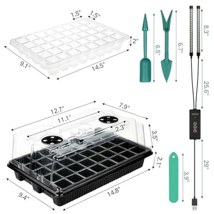 GROZY Seed Starter Tray with Grow Light 40-Cell Seedling Timer Setting