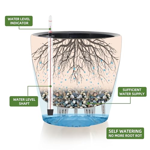 Dexceder 9x8 Self Watering Planter (Grayish Green Gradient) - color: Grayish Green, size: 9x8