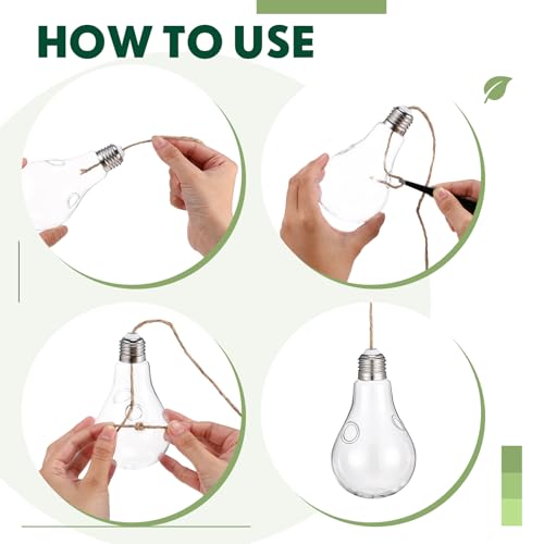 6pcs Hanging Propagation Stations, Glass Bulb Vases with Rope for Indoor