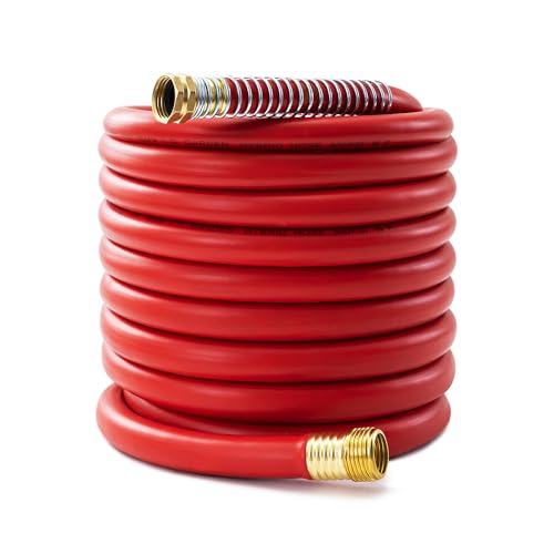 5/8" Garden Hose 50ft, -40℉ To 190℉ Hot/Cold Rubber hose, Red - color: Red, size: 50Ft