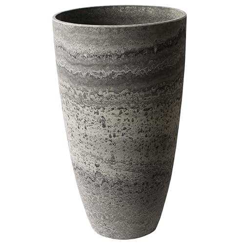 Algreen Products Vase Planter - Drainage Hole - 12 x 12 x 20.5 in - Resin - color: Marble, size: 1 Pack