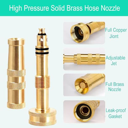 Solid Brass Heavy Duty Adjustable Twist Hose Nozzle,CM CUMIZON Jet Sweeper Nozzle, High Pressure Hose Nozzle with On-Off Valve, Leak-Free Operation 3/4" GHT Connector 3 Pack - style: Nozzle Twist+Jet+Twist 3P