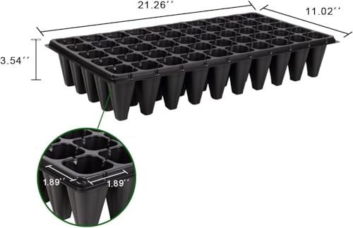 RooTrimmer 10 Pack 1020 Trays and 10 Pack 3.5" Deep 50 Cell Seed Starter Trays, 20" x 10" - Durable Plastic Nursery Flats for Microgreens, Seedling,Seed Germination & Plant Propagation (10 Set) - size: 50 Cells