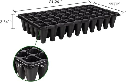 RooTrimmer 10 Pack 1020 Trays and 10 Pack 3.5" Deep 50 Cell Seed Starter Trays, 20" x 10" - Durable Plastic Nursery Flats for Microgreens, Seedling,Seed Germination & Plant Propagation (10 Set) - size: 50 Cells