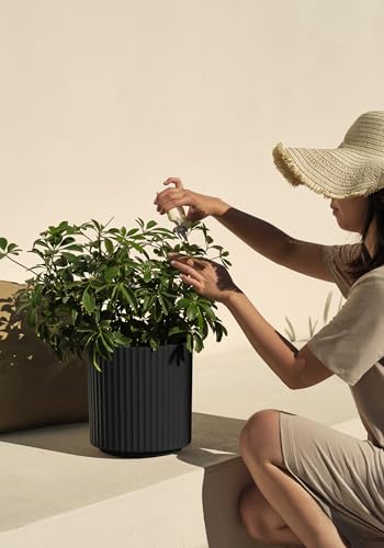 Veradek Demi Series Planter - Large Round Outdoor Planter - color: Black, size: 12 inch - 2 Pack