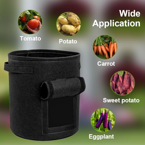 9 Pack Grow Bags Bulk Heavy Duty Thickened Fabric Pots Nonwoven Plant Bags with Handles, Breathable Plant Growing Containers Bags for Garden Fruit Vegetable Flower 3 Color (10 Gallon)