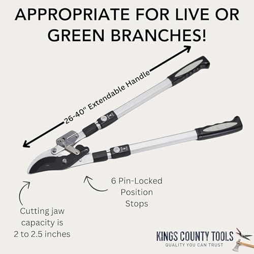 Kings County Tools Tree Trimmer Loppers with 26" - 40" Long Handles - style: 40" Extendable Bypass Lopper