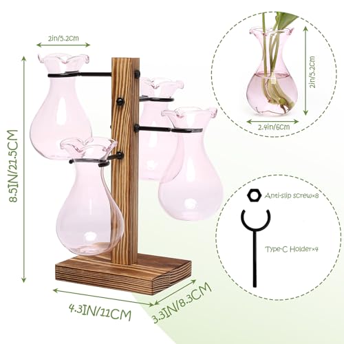 Plants Propagation Stations Bulb Glass Propagation Birthday Gift for Women - color: Pink