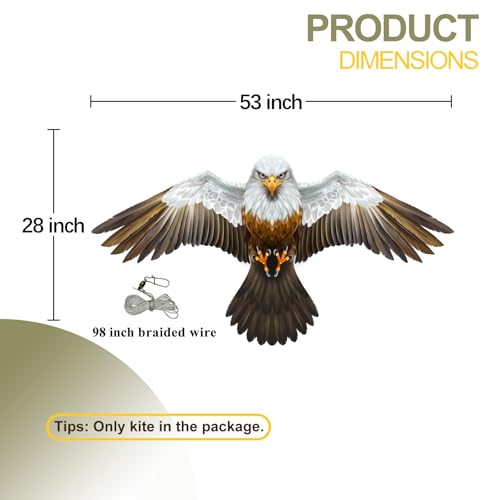 eyijklzo Bird Scarer Hawk Flying Kite Without 13ft Pole-Only White Kite - style: White-Only kite