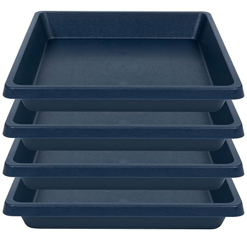 Square Plant Saucer 10 Inch 4 Pack, Plant Drip Trays and Flower Pot Saucers，Doubles Plant Water Catcher Tray, Plant Trays for Indoors No Holes, Plant Drainage Tray Saucers for Potted Plants - color: Blue, size: 10"(4Pack)