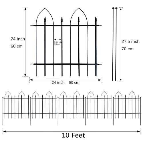 Thealyn Garden Fence 24" H x 24" W (5 Panels, Total 10 ft) - size: 24″ H x 10 ft (5 Panels) Without Gate Latch