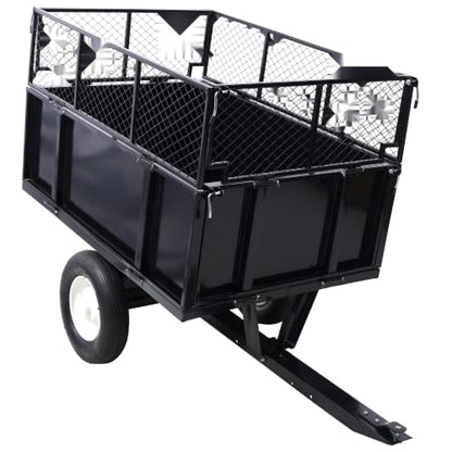 ATV Trailer Steel Dump Cart, 750lbs 22 Cubic Feet Utility Trailer Lawn Garden Trailer with Heavy Duty Tow Behind Carts and Removable Sides for Tractors, ATV, UTV, Lawn Mowers