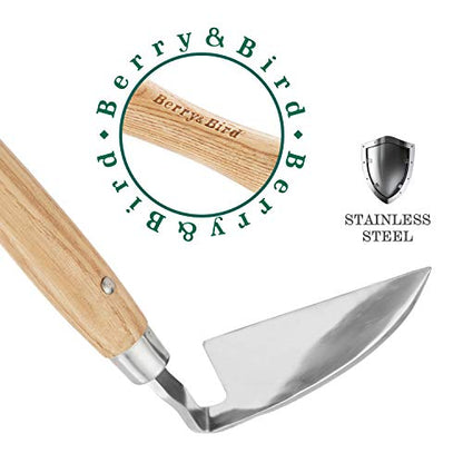 Garden Hand Hoe, Stainless Steel Gardening Sickle Weeder Tool - size: 14.57'' Japanese Weeder