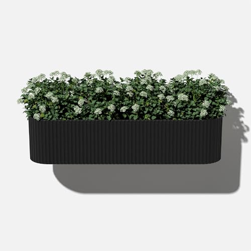 Veradek Demi Series Railing Planter - Round Window Box with Bracket - color: Black, size: 36 inch