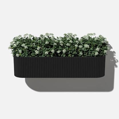Veradek Demi Series Railing Planter - Round Window Box with Bracket - color: Black, size: 36 inch
