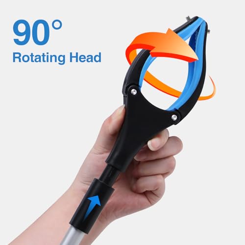 Grabber Reacher Tool 2-Pack, 32" Foldable Reacher Grabber Pickup Tool with 90° Rotating Jaw & Magnet, Trash Picker Upper Grabber, Lightweight Grabbers for Seniors Heavy Duty - color: Blue+orange