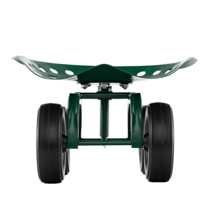 ERGOMASTER Garden Seat with Wheels, Adjustable Height & 360° Swivel, Iron Frame, Green - color: Green