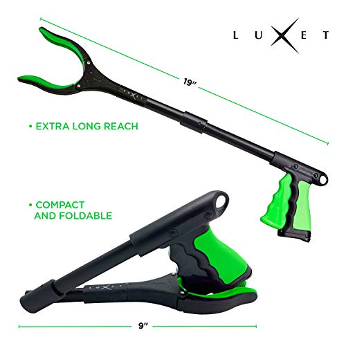 Grabber Reacher Tool 19 Inch Long, Foldable Pick Up Stick - Strong Grip Magnetic Tip - Heavy Duty Trash Picker Claw Reacher Grabber Tool Elderly Wheelchair Mobility Aid (Green) - color: Green