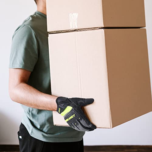 HANDLANDY Mens Work Gloves Touch screen, Utility Mechanic Gloves, Flexible Breathable Fit- Padded Knuckles & Palm - color: Green, size: XX-Large