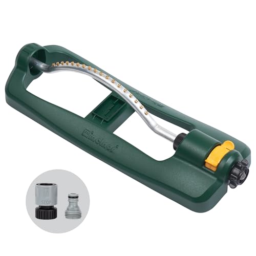 Melnor 65132AMZ Turbo Oscillating Sprinkler with Watering Gauge, Covers Up to 3,600 Sq. Ft., 18 Brass Nozzles, Adjustable Watering Range, Quick Connect Bundle, Green, Yellow - style: 3,600 sq. ft.