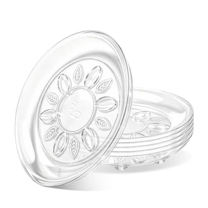 SupKing 6 Pack Plastic Plant Saucers with Raised Feet 6 inch / 8inch / 10inch /12inch Heavy Duty Clear Plant Trays to Catch Water Flower Pots Saucer for Indoor & Outdoor Plants (6” Clear) - size: 6in - 6 Pack