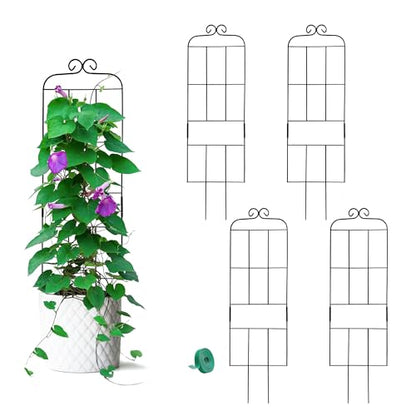 4 Pack 31'' Plant Trellis for Climbing Plants Indoor & Outdoor, Metal Trellis for Potted Plants, Plant Support for Houseplant, Vines, Pothos, Rose, Ivy, and Flowers, Black - size: 31in/4Pack