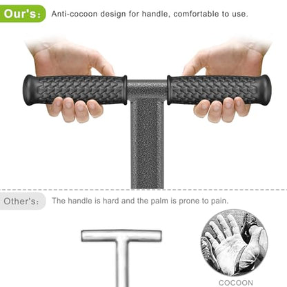 Dolibest Bulb Planter Tool w/Soft Rubber Grip, Grass Plugger Tool w/Stainless Steel Sharp Serrations, pre-Assembled Sod Plugger w/Centre Auto Dump Design for Lawn Planting Bulbs and Grass Repair - color: Black A-3.5'' depth