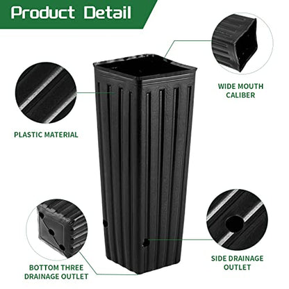 20 Pcs Plastic Deep Nursery Pots,9.8" Tall Tree Pots, - color: Square