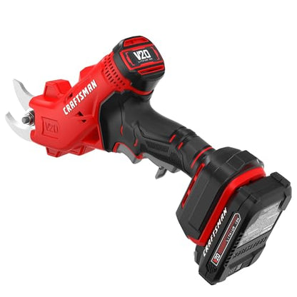 CRAFTSMAN V20 Cordless Electric Pruner, Pruning Shears for Gardening, 2 Ah Battery and Charger Included, Electric Pruning Shears, Tree Pruner (CMCPR320C1)
