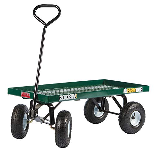 FARM-TUFF Metal Mesh Garden Wagon, 38" x 20" - Heavy-Duty Utility Cart with Flat-Free Tires, 800Lb Capacity & Powder-Coated Frame for Gardening, Landscaping & Yard Work