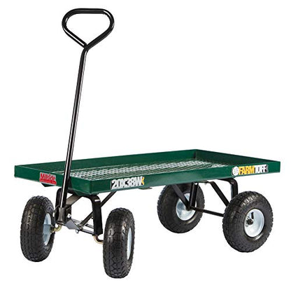 FARM-TUFF Metal Mesh Garden Wagon, 38" x 20" - Heavy-Duty Utility Cart with Flat-Free Tires, 800Lb Capacity & Powder-Coated Frame for Gardening, Landscaping & Yard Work